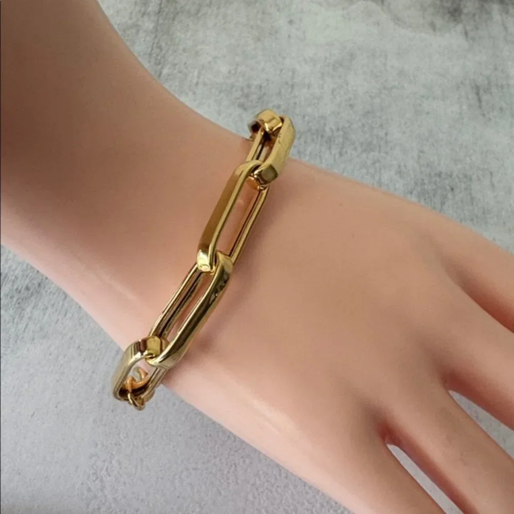 Milor Gold Plated 925 Sterling Silver Chain Link Bracelet Italy 7.5in long